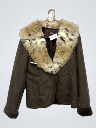 MAX AG braune Wildlederjacke mit Kunstfellkragen