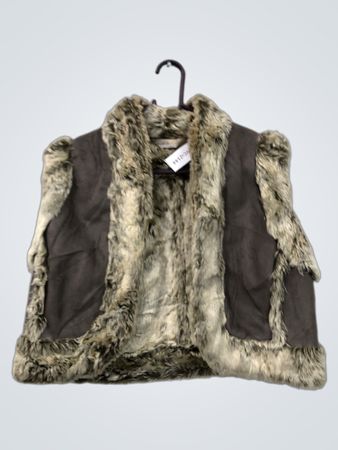 George Collection Faux Fur Trimmed Vest