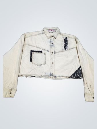 TRAFFIK Acid Wash Denimjacke mit Spitzeinsatz