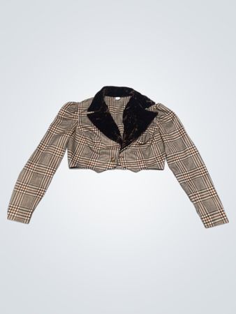 Plüsch-Cropped-Jacke mit Samtkragen
