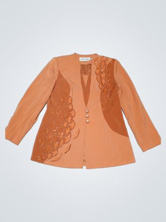 MARIELLA FERRETTI Orange Beaded Blazer