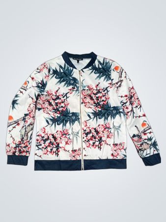 BLU APPAREL Bomber Jacket with Floral Print