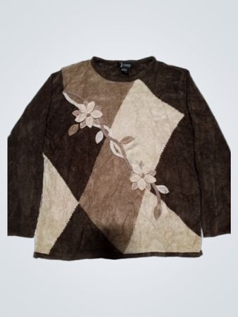 Jenny Damen Langarm-Pullover mit Blumenapplikation