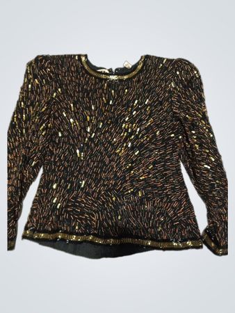 NITE schwarze Jacke mit Pailletten und Perlen