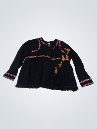 PULL&BEAR Schwarze bestickte Tunika mit Quasten