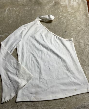 White Asymmetrical Long-Sleeve Shirt