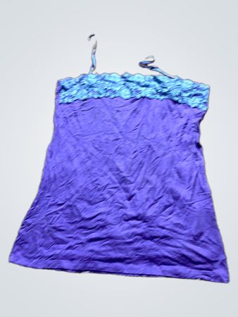 Purple Tank Top with Blue Lace Trim