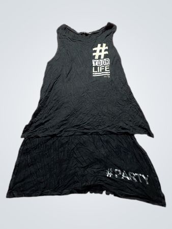 Black Tank Top with #YOUR LIFE and #PARTY Text