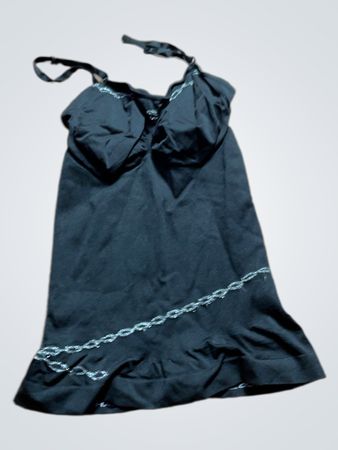Black Sleeveless Dress with White Trim