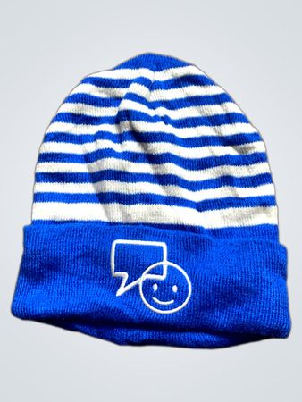 Blue and White Striped Beanie