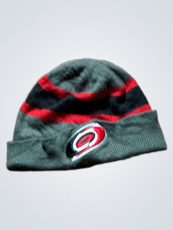 Green Beanie with Red and Black Stripes