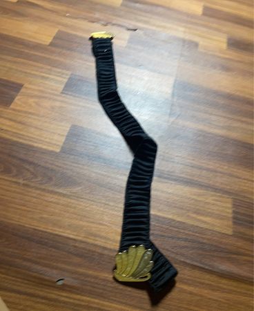 Black Elastic Belt with Gold Buckle