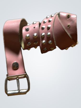 Pink Leather Belt with Silver Studs