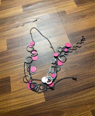 Pink and Silver Circle Necklace