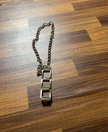 Metal Chain Necklace with Rectangular Pendant