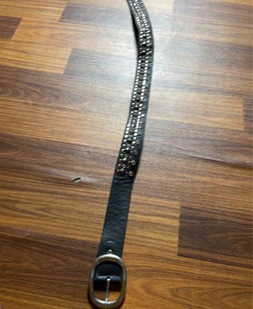 Studded Black Leather Belt