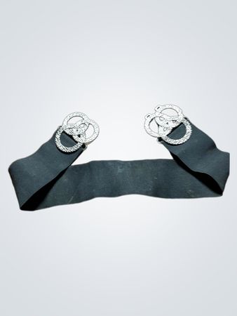 Women's Black Elastic Waist Belt with Double Loop Buckle