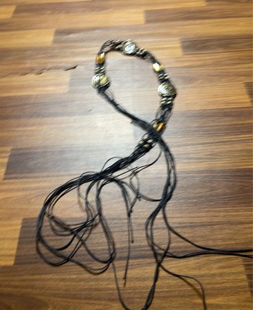 Black Cord Necklace with Beads