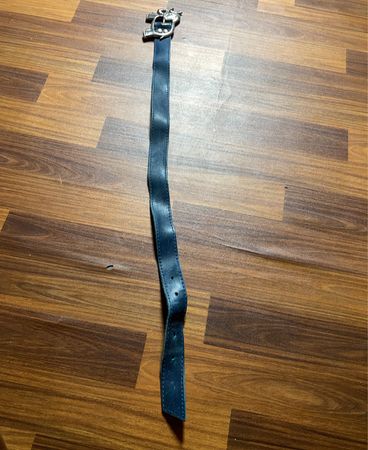 Blue Leather Belt with Silver Buckle