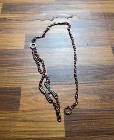 Metal and Red Chain Necklace with Clasp