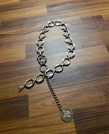 Silver-Toned Chain with Coin Pendant