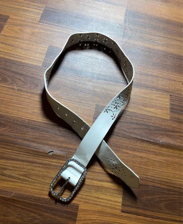 Unbranded White Perforated Leather Belt