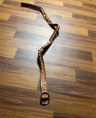 Brown Leather Belt with Stitching