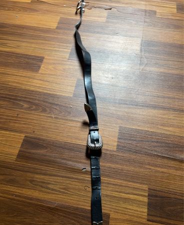 Leather Belt with Silver Buckle