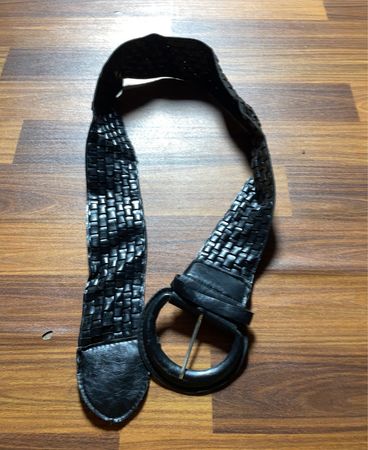 Black Leather Woven Belt