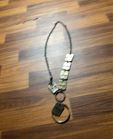 Metal Keychain with Rectangle-Shaped Pendant