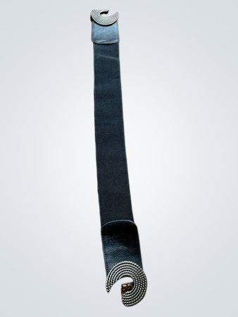 Black Leather Belt with Silver Buckle