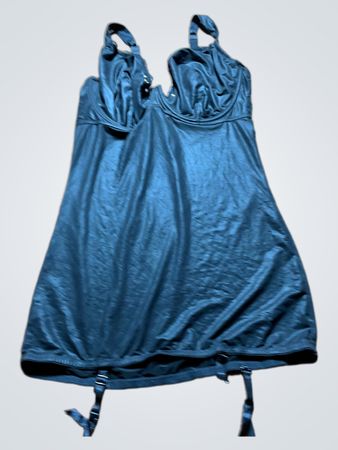 Black Satin Bustier with Garter Straps