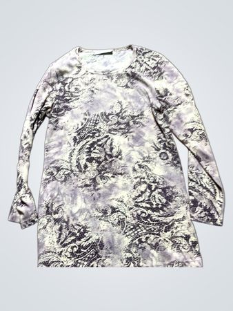 Long-Sleeved Purple Dress with Floral Pattern