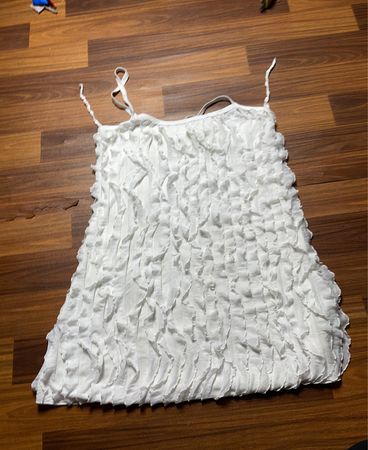 White Ruffled Tank Top