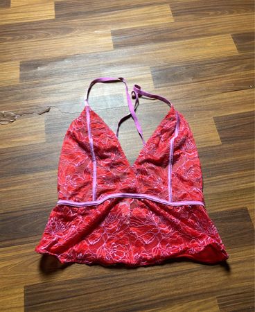 Red Lace Halter Top
