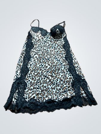 Leopard Print Chemise with Lace Trim