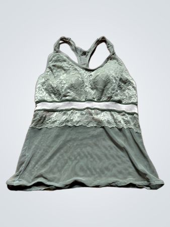 Green Lace-Trimmed Tank Top