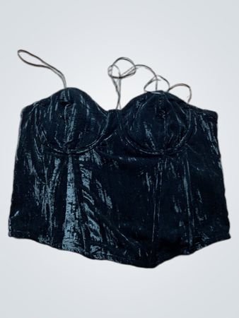 Schwarzes Samt-Corsett-Top