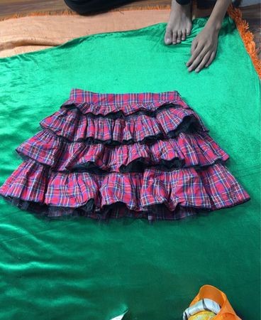 Atmosphere Plaid Ruffled Minirock