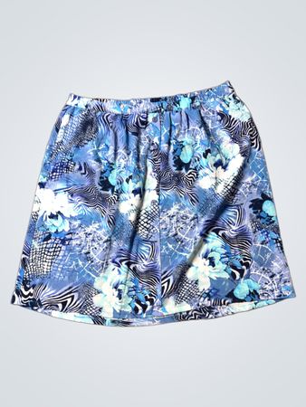 Damart Damen Blau Blumendruck Knopfleiste Rock
