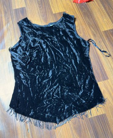 Wallis Black Velvet Beaded Fringe Top