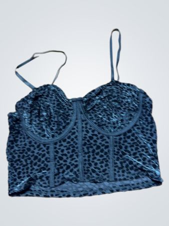 Schwarzes Samt-Gepardenmuster-Corsage-Top