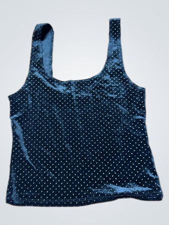 Schwarzes Velours-Top mit weißen Pünktchen