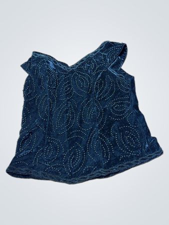 Schwarzes Perlenvelours-Top