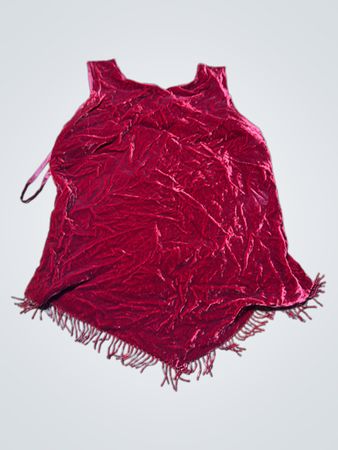 Rotes Samtärmloses Kleid mit Fransen