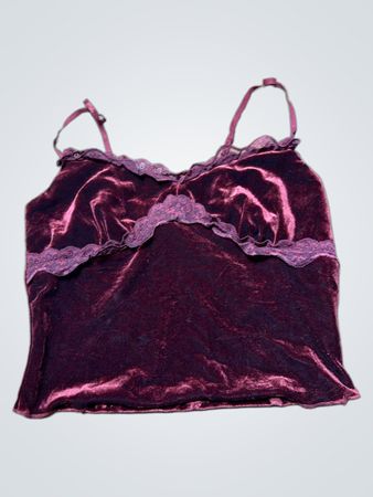 Maulbeere Samt Cami mit Spitzenbesatz