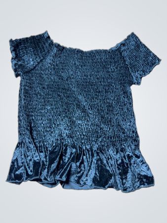River Island Schwarzes Smocked Samt Top
