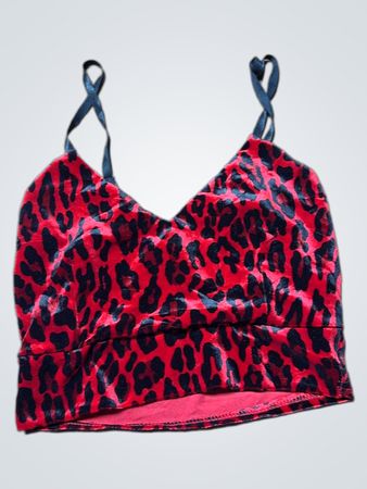 Rotes Leopardenmuster-Crop-Top