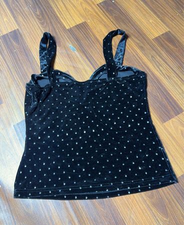 Black Velvet Sequin Dot Tank Top