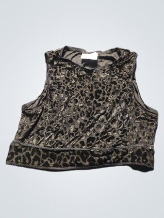 D-XEL Black Leopard Print Velvet Crop Top